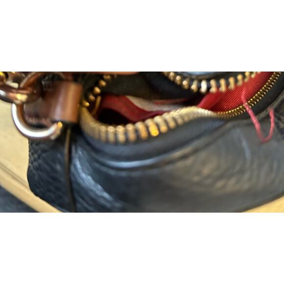 Coach Horse & Carriage Crossbody Bag Embossed Logo Black Leather Red Purse - Picture 12 of 16